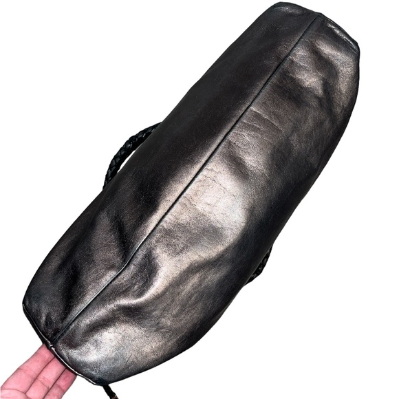 Salvatore Ferragamo Perforated Logo Metallic Bronze Ganchini Leather Tote Bag - Picture 17 of 17